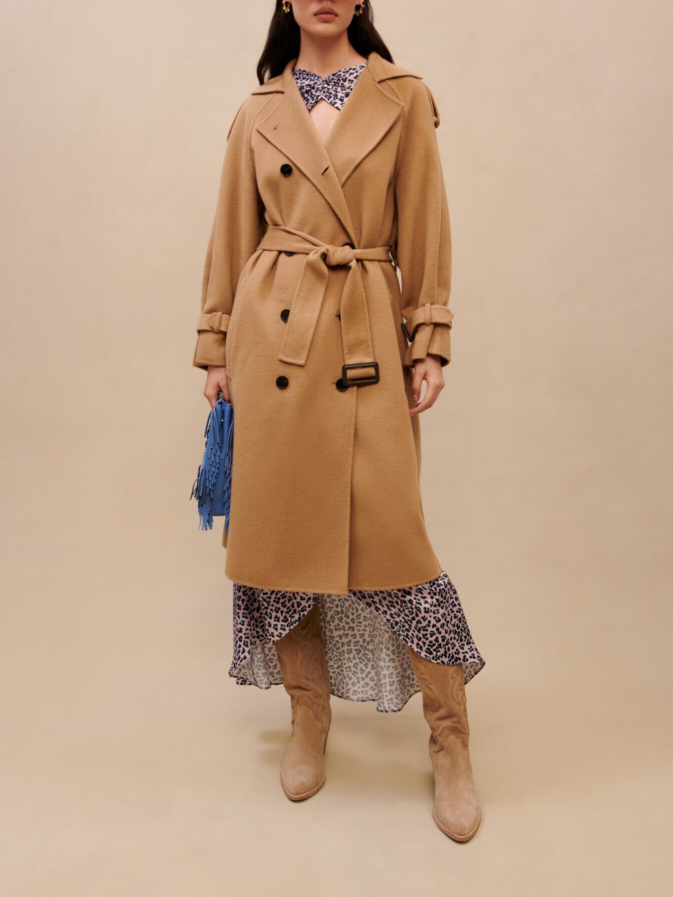 Manteau en laine camel
