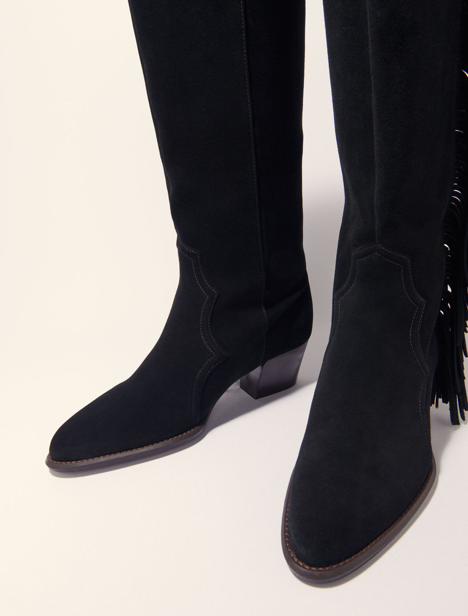 Bottes western en suède à franges