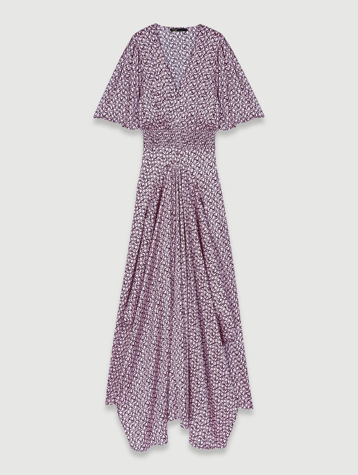 Robe longue satinée imprimée