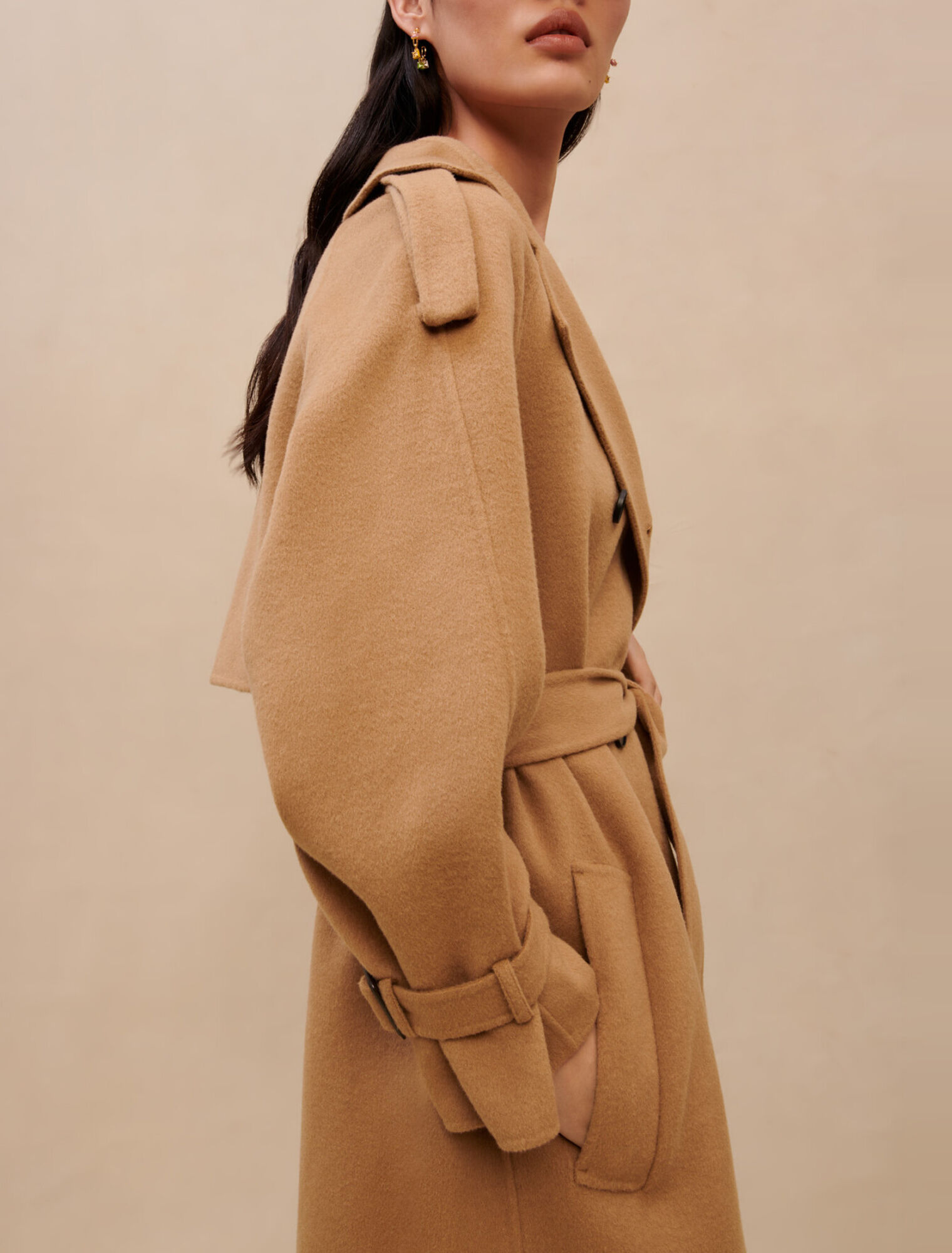 Manteau en laine camel
