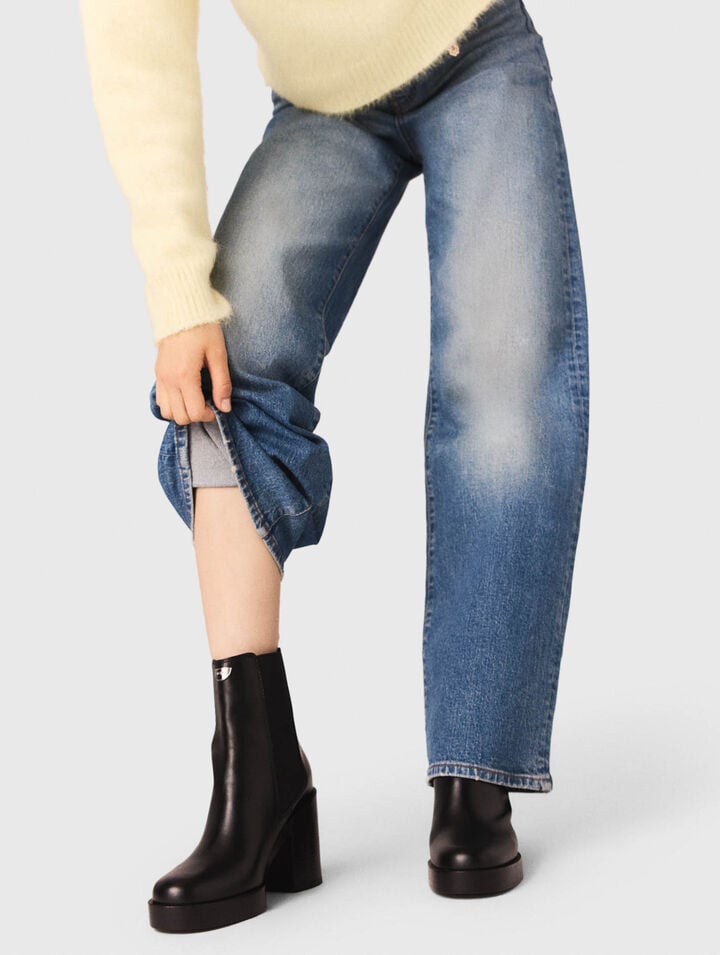 Bottine chelsea à talon en cuir