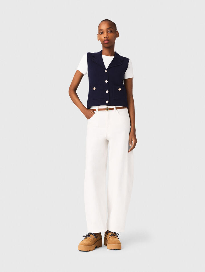 Gilet en maille &agrave; col polo