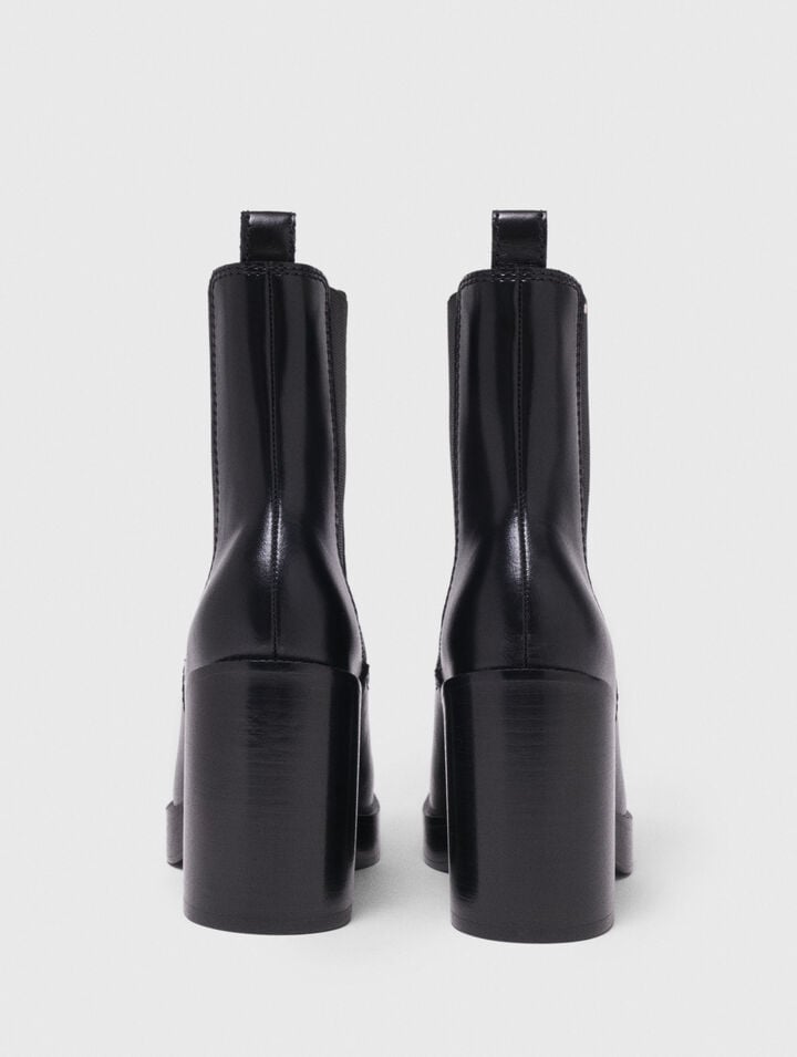 Bottine chelsea à talon en cuir