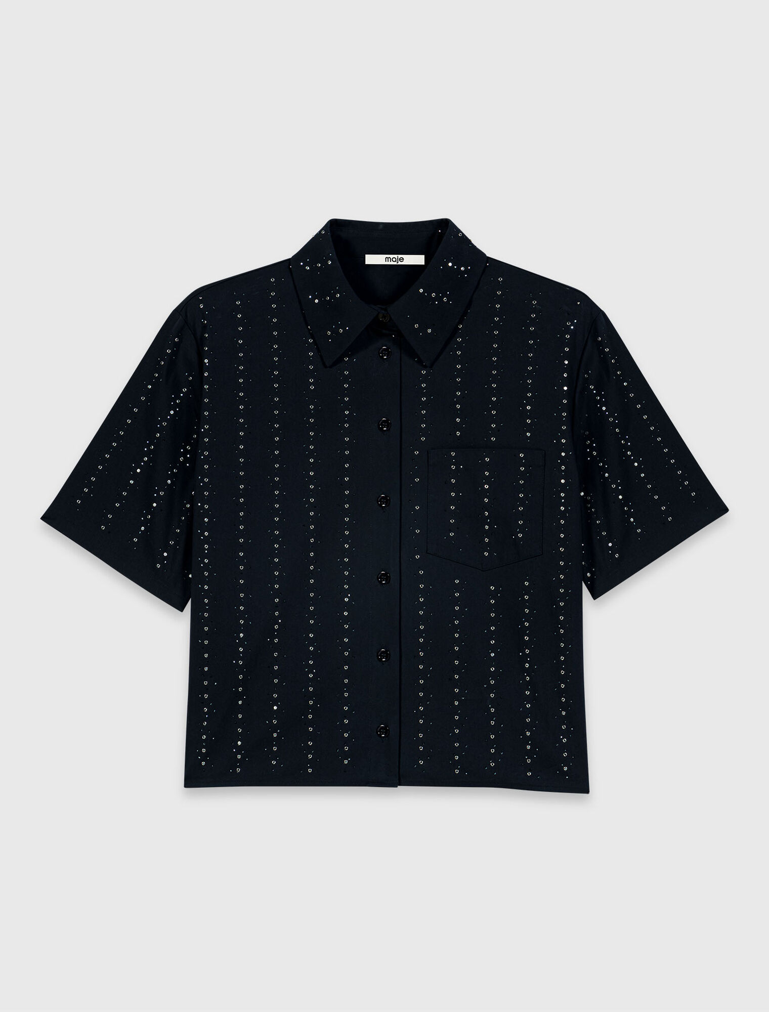 Chemise courte strass&eacute;e en coton