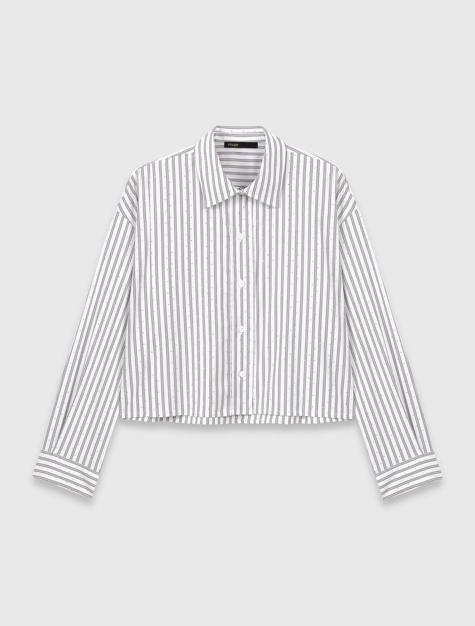 Chemise rayée strassée avec cravate
