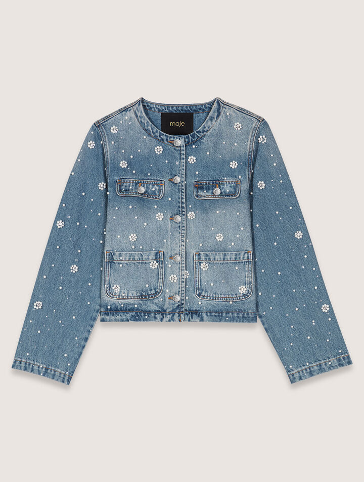 Veste en denim brodé