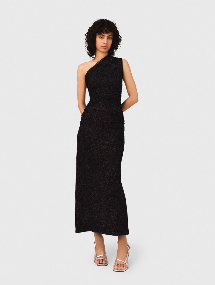 Robe asymétrique en maille strassée