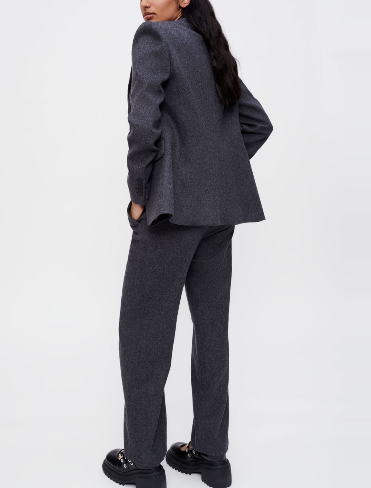 Pantalon large en flanelle grise