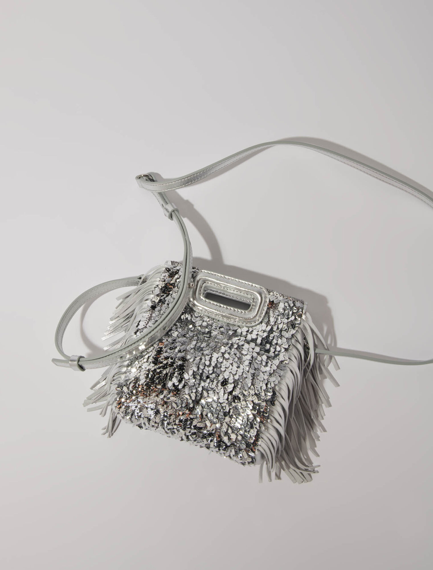 Sac M mini en sequins argents