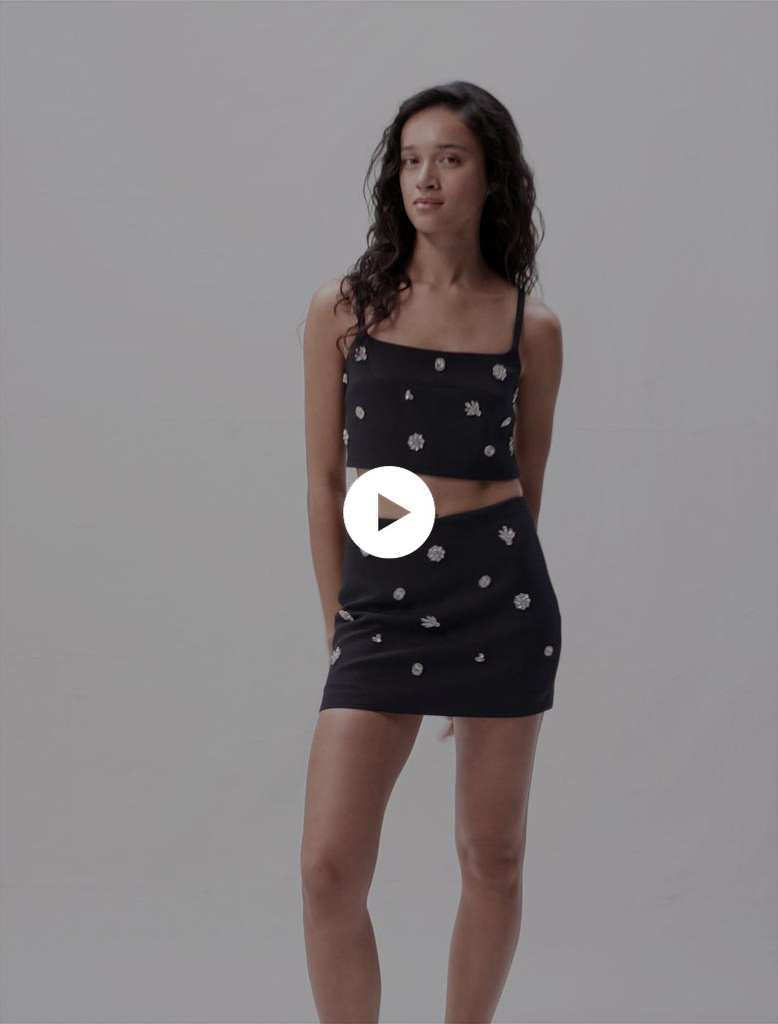 Short trompe l'œil à strass