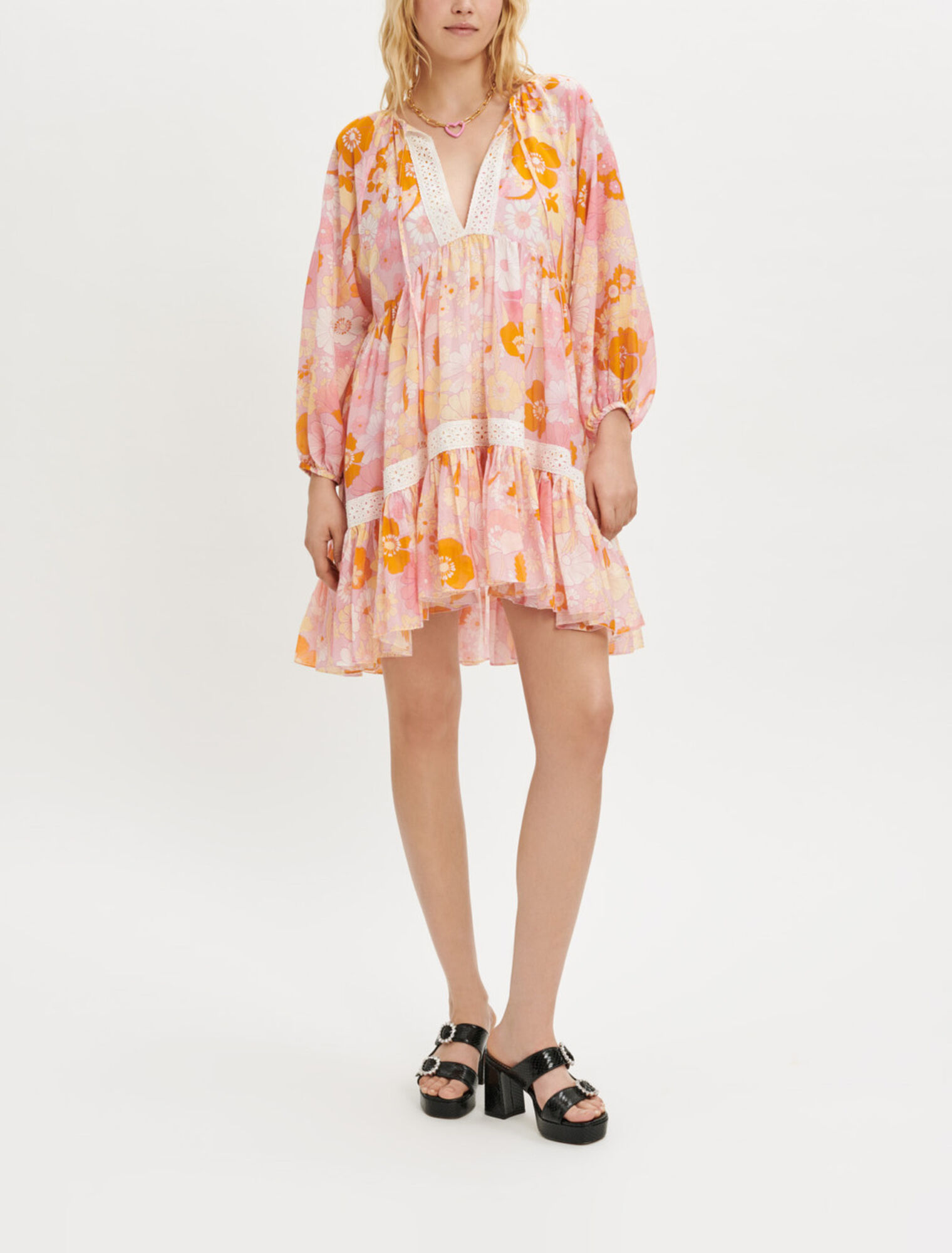 Robe en voile de coton et soie