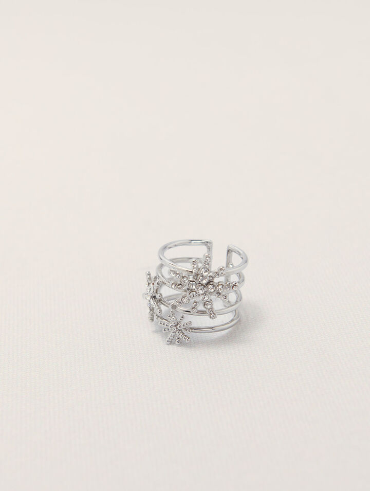 Bague anneaux à étoiles strassées