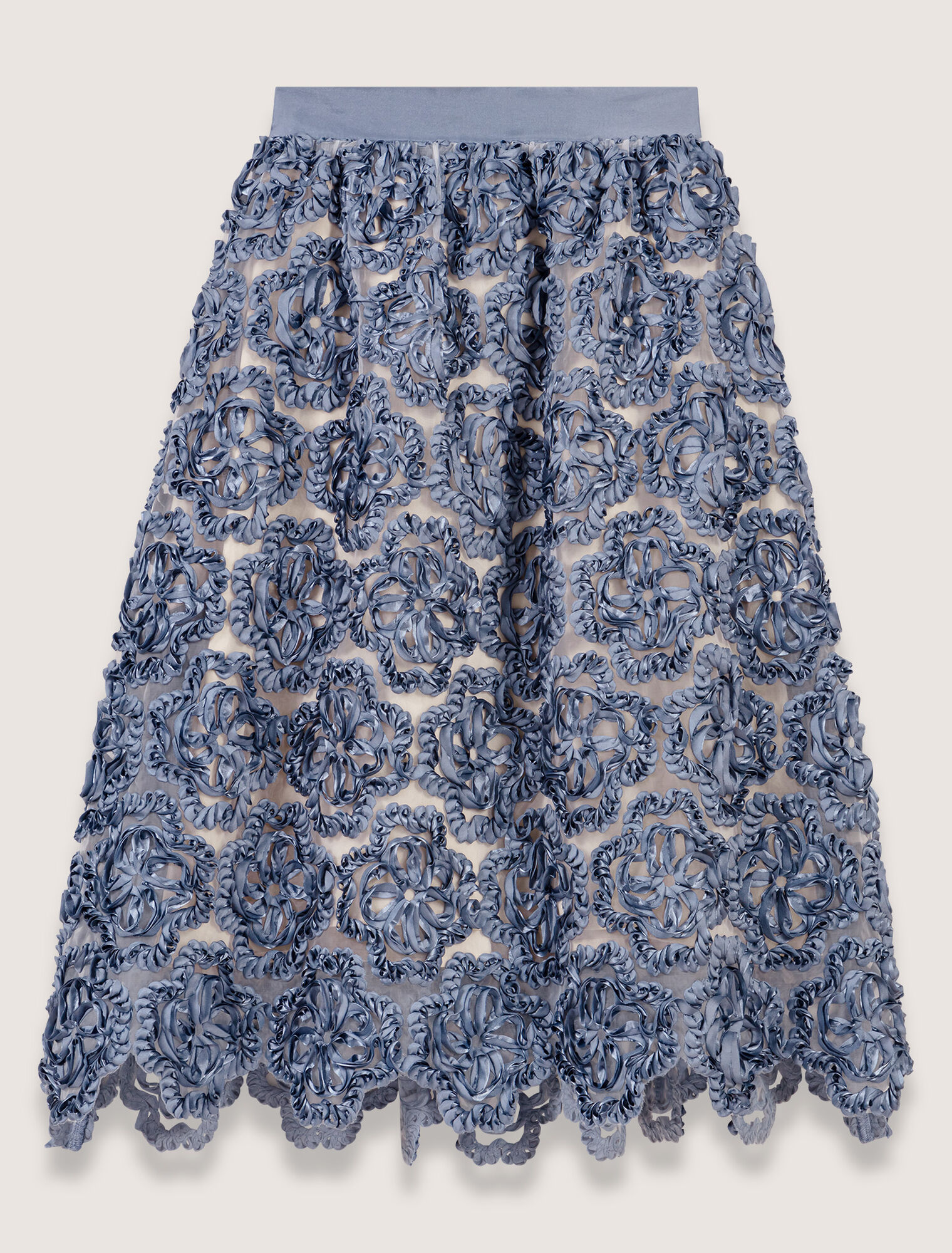Jupe longue en organza motif floral