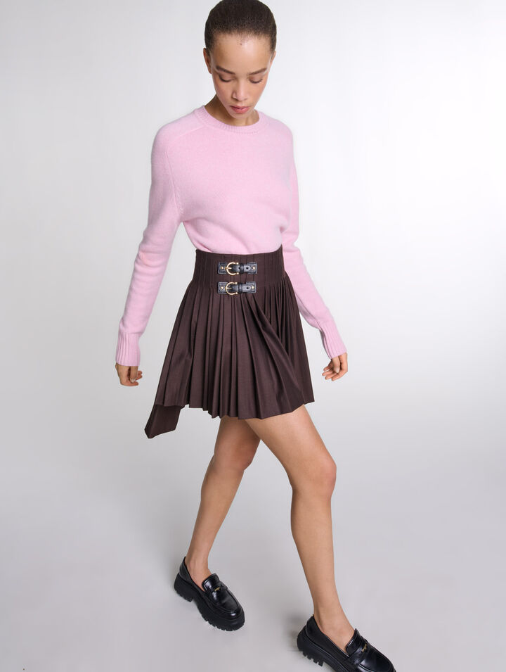 Jupe courte plissée asymétrique