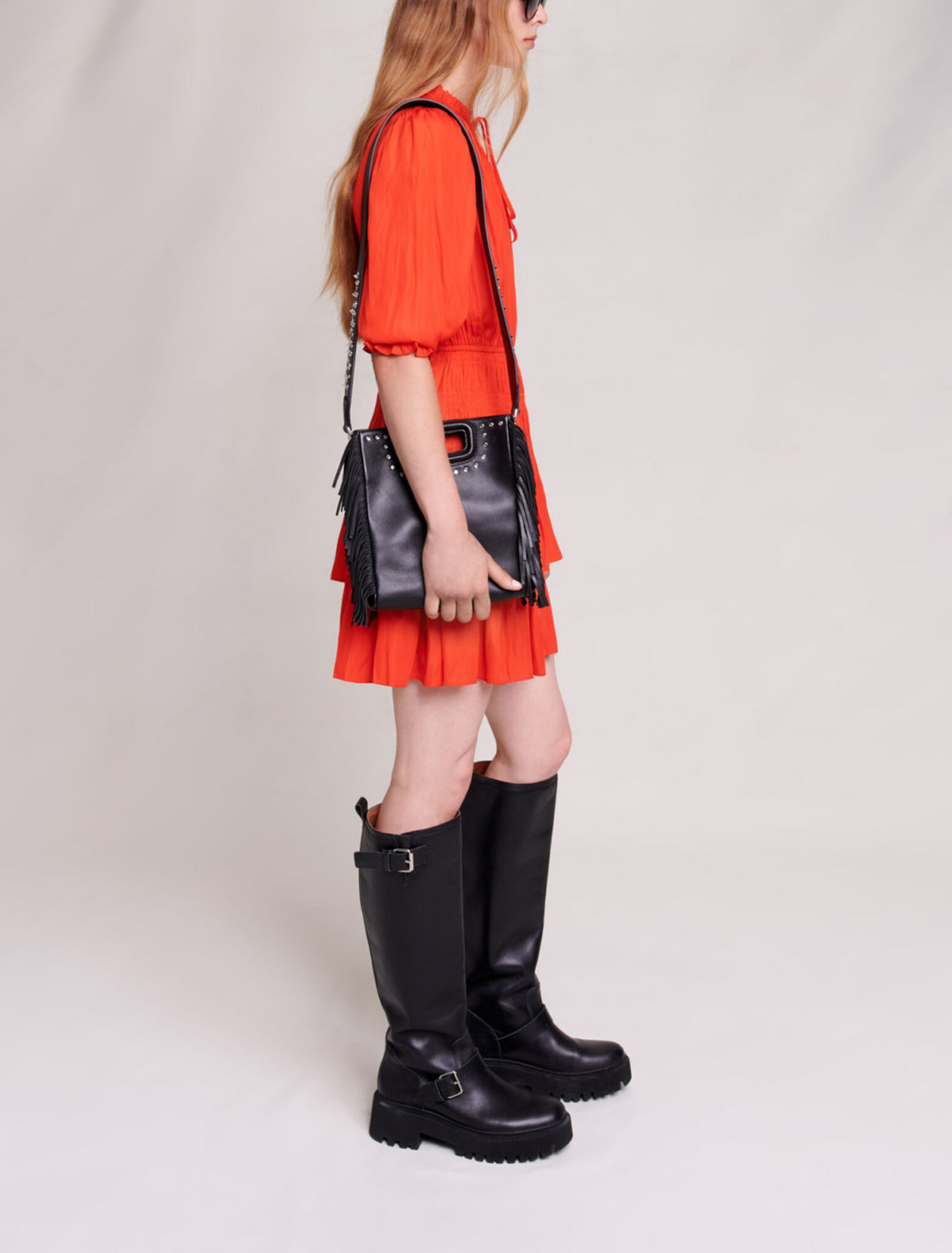 Robe courte satinée smockée