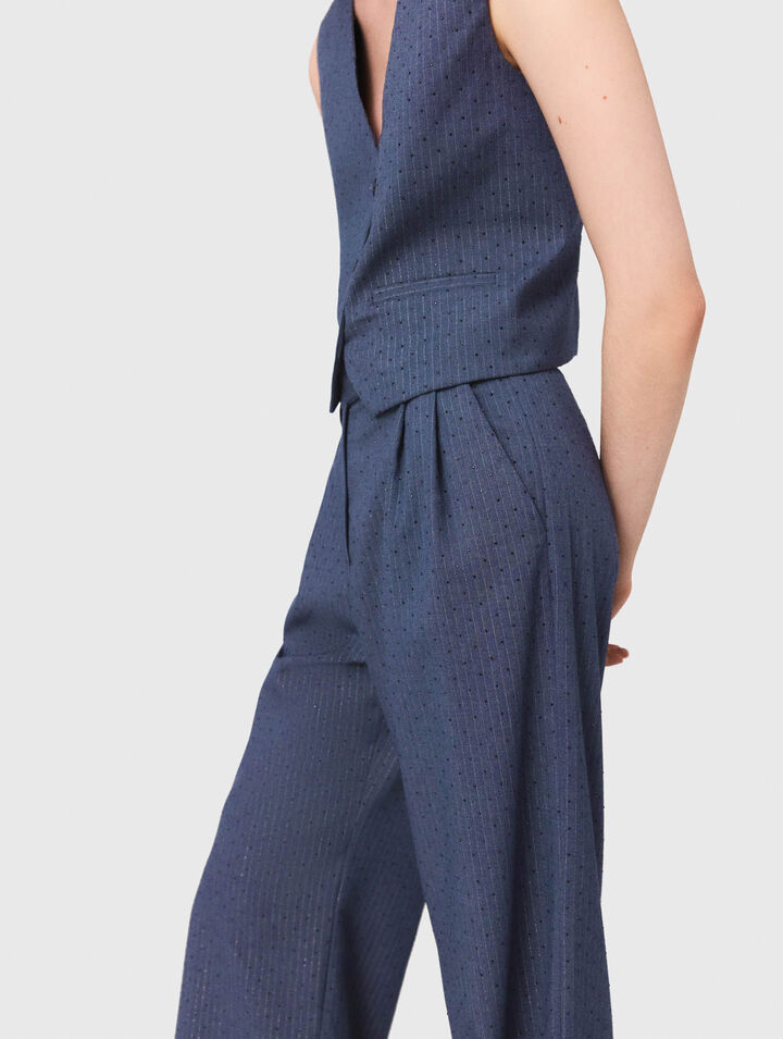 Pantalon tailleur à strass