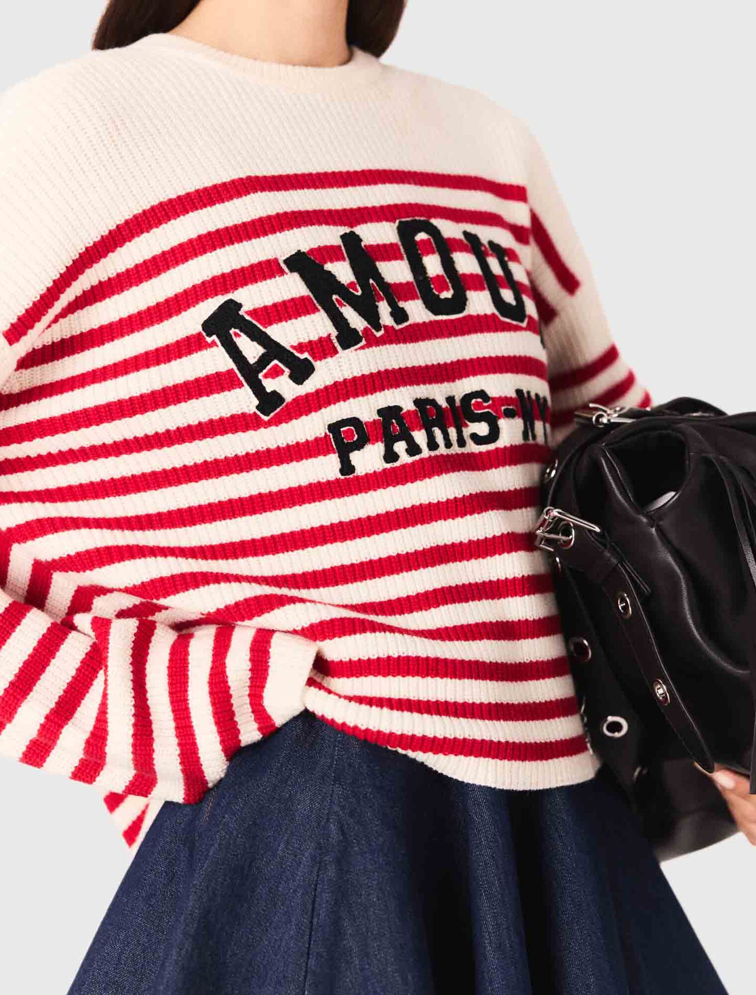 Pull rayé en maille côtelée