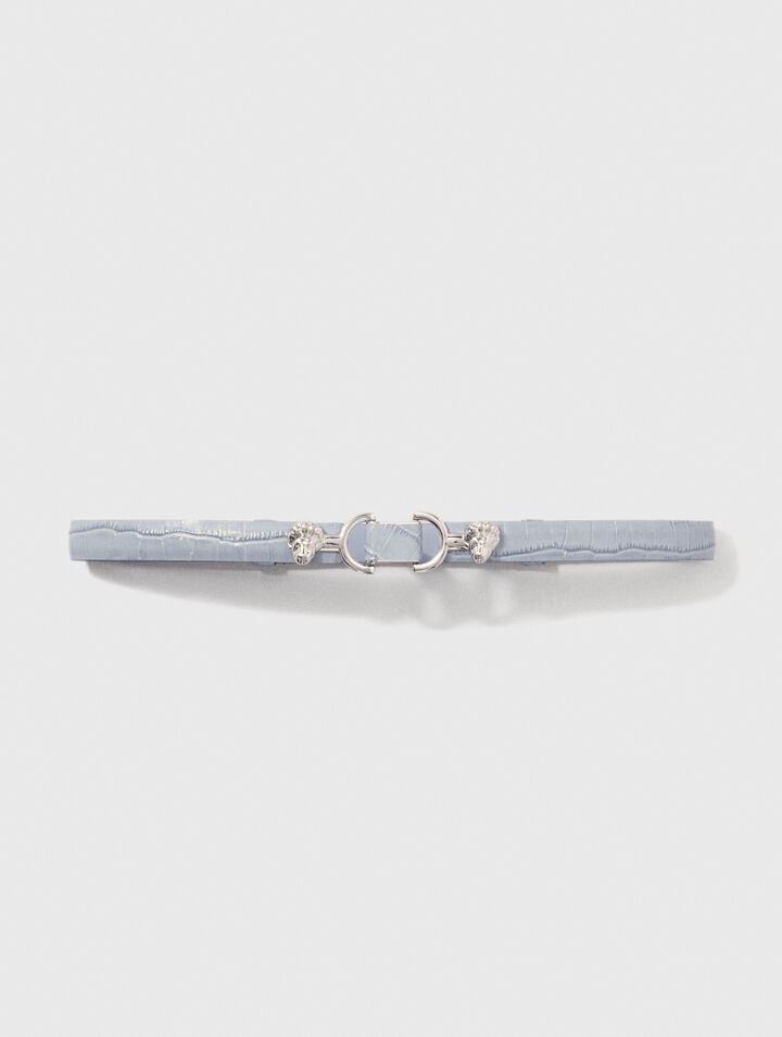 Ceinture fine en cuir à mors lion