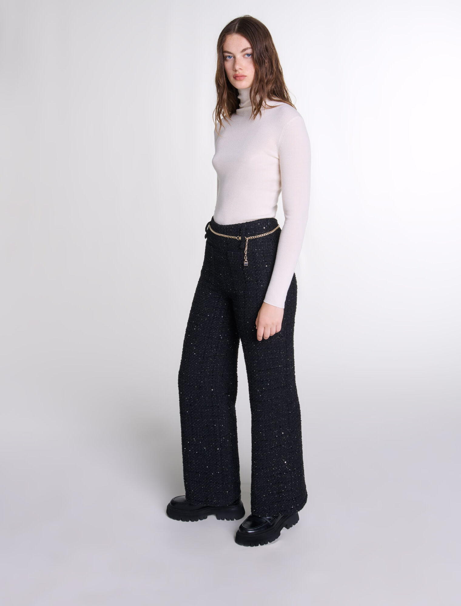 Pantalon en tweed sequins