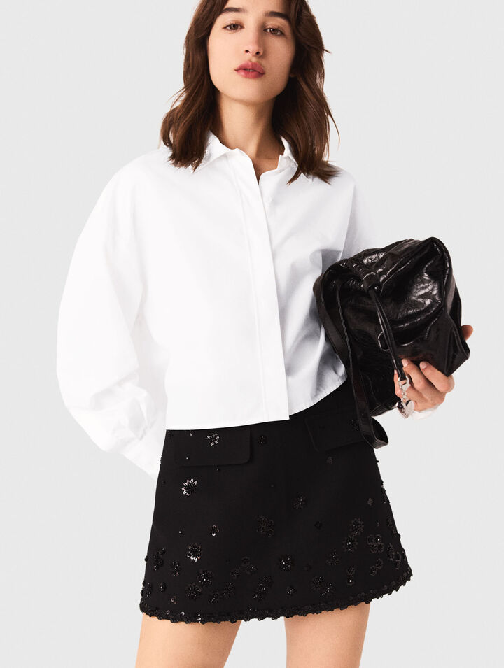 Short trompe l'œil brodé