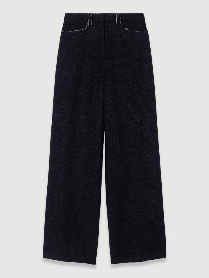 Pantalon large en tweed