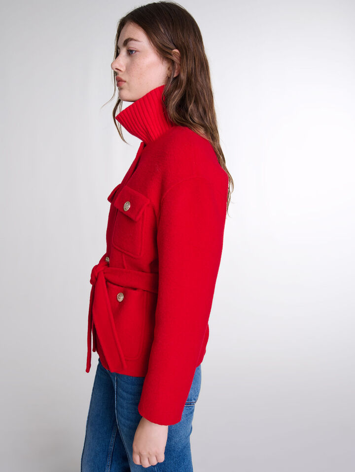 Veste double face ceinturée