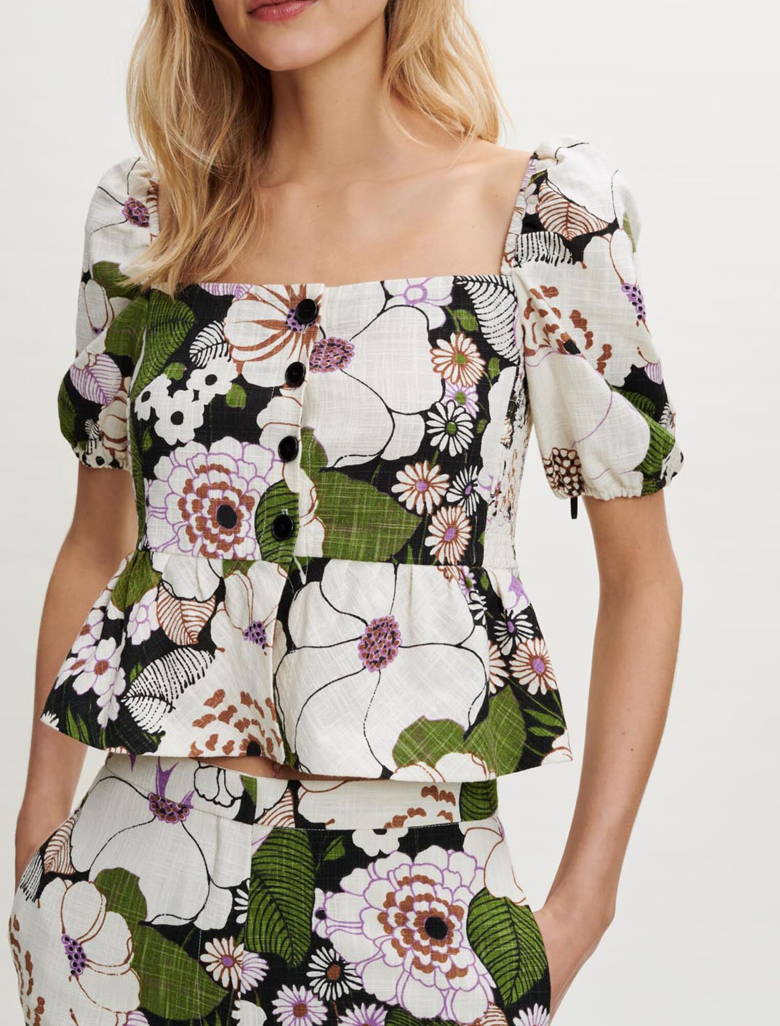Top imprimé à fleurs 70's