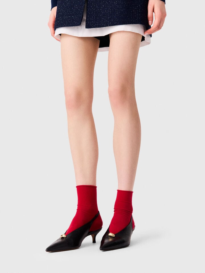 Slingbacks pointues en cuir emboss&eacute;