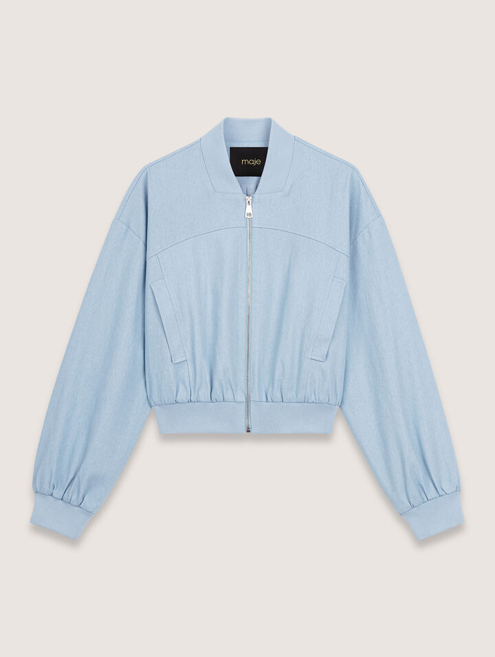 Blouson bomber court en denim