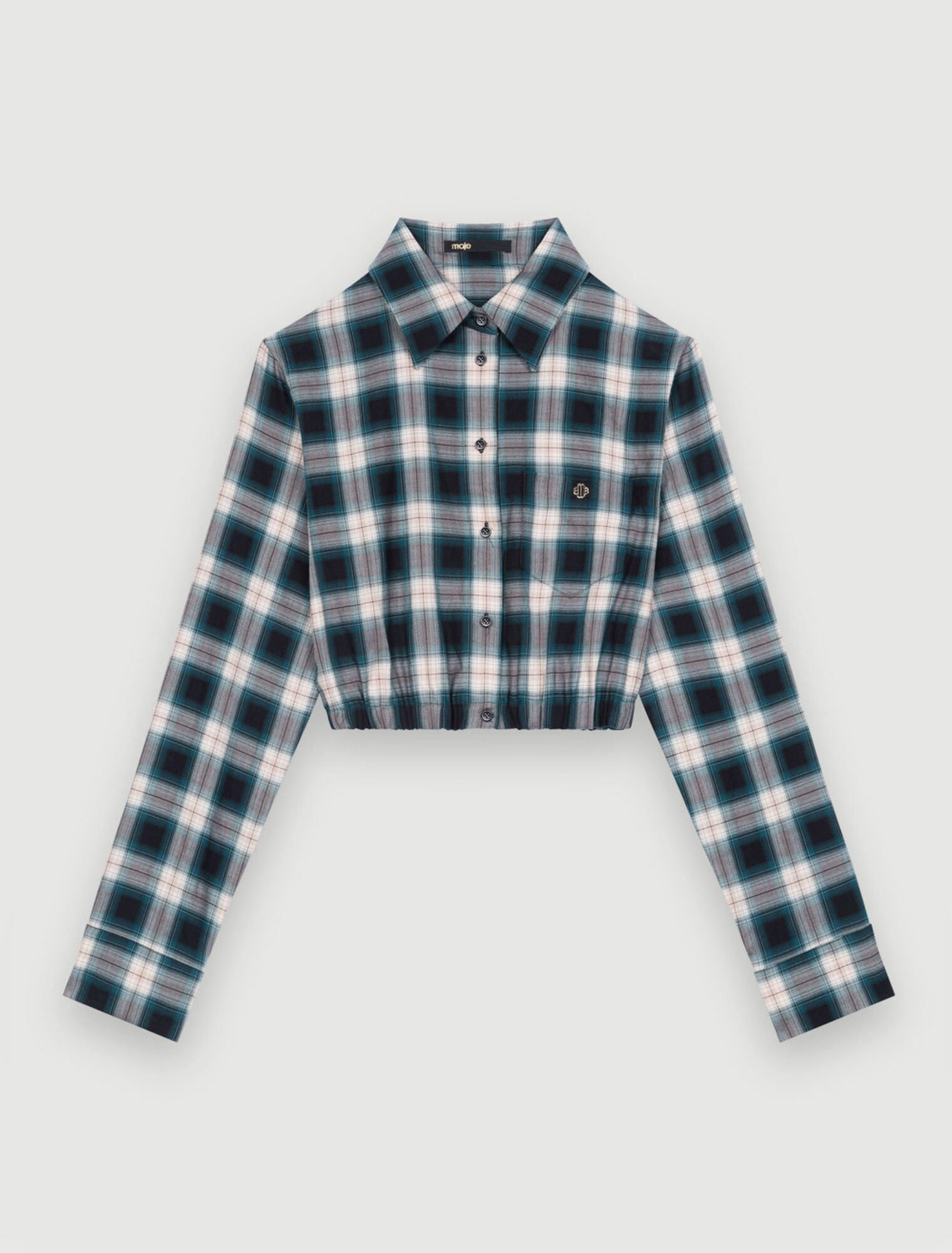 Chemise cropped en coton à carreaux