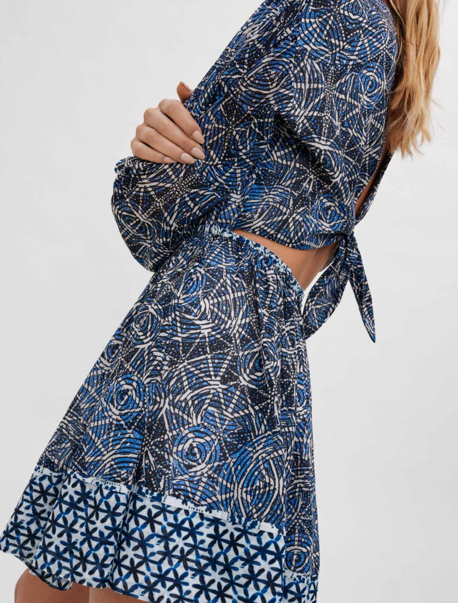 Robe en voile de coton en mix d'imprimés