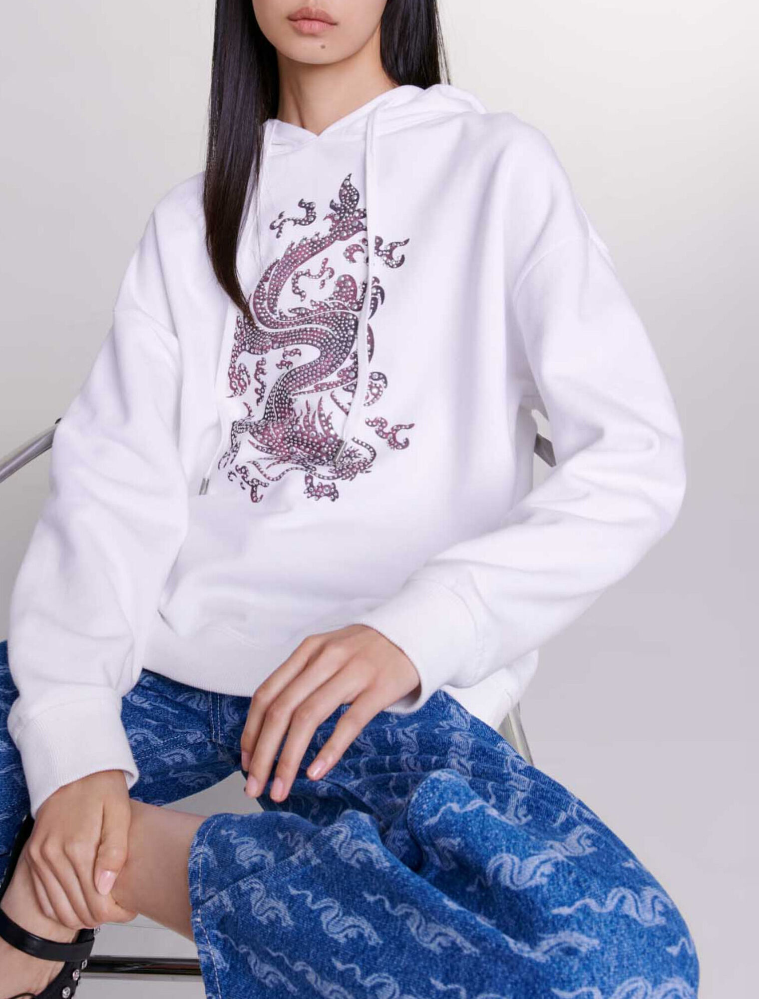 Sweatshirt oversize à strass