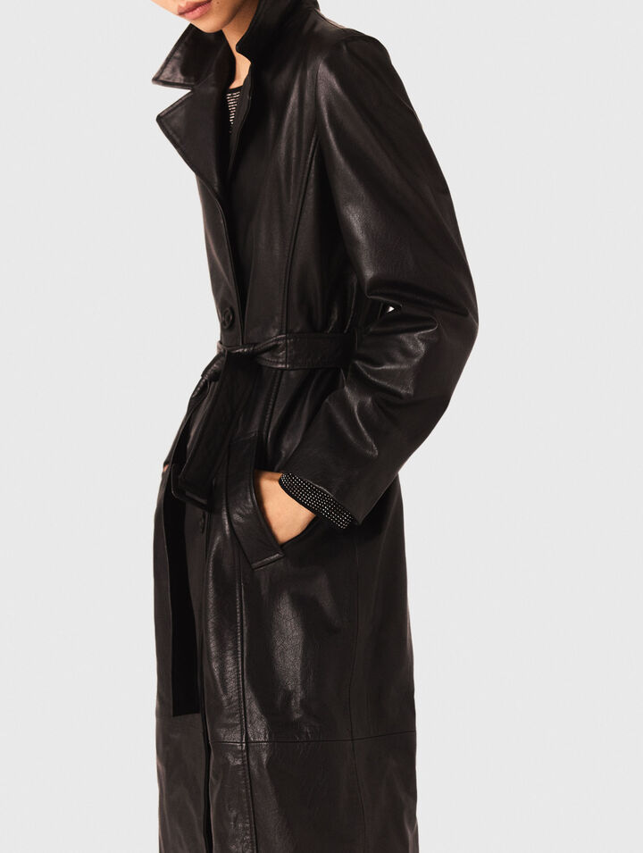 Trench long en cuir