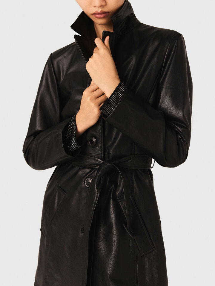 Trench long en cuir