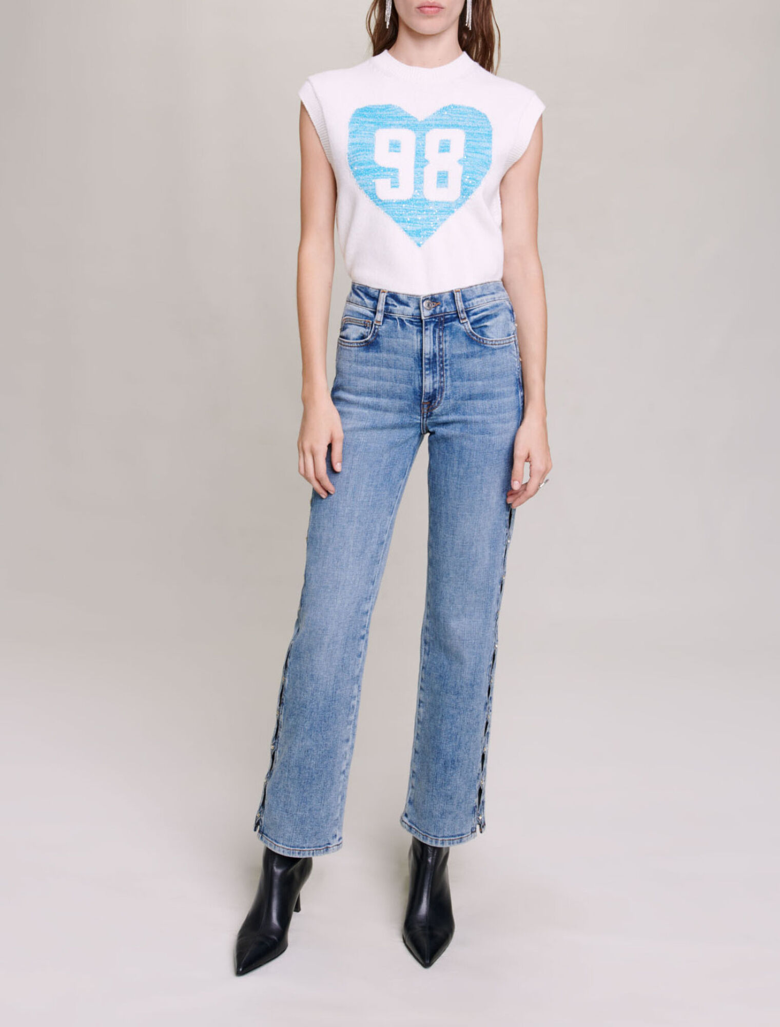 Pull sans manches cœurs