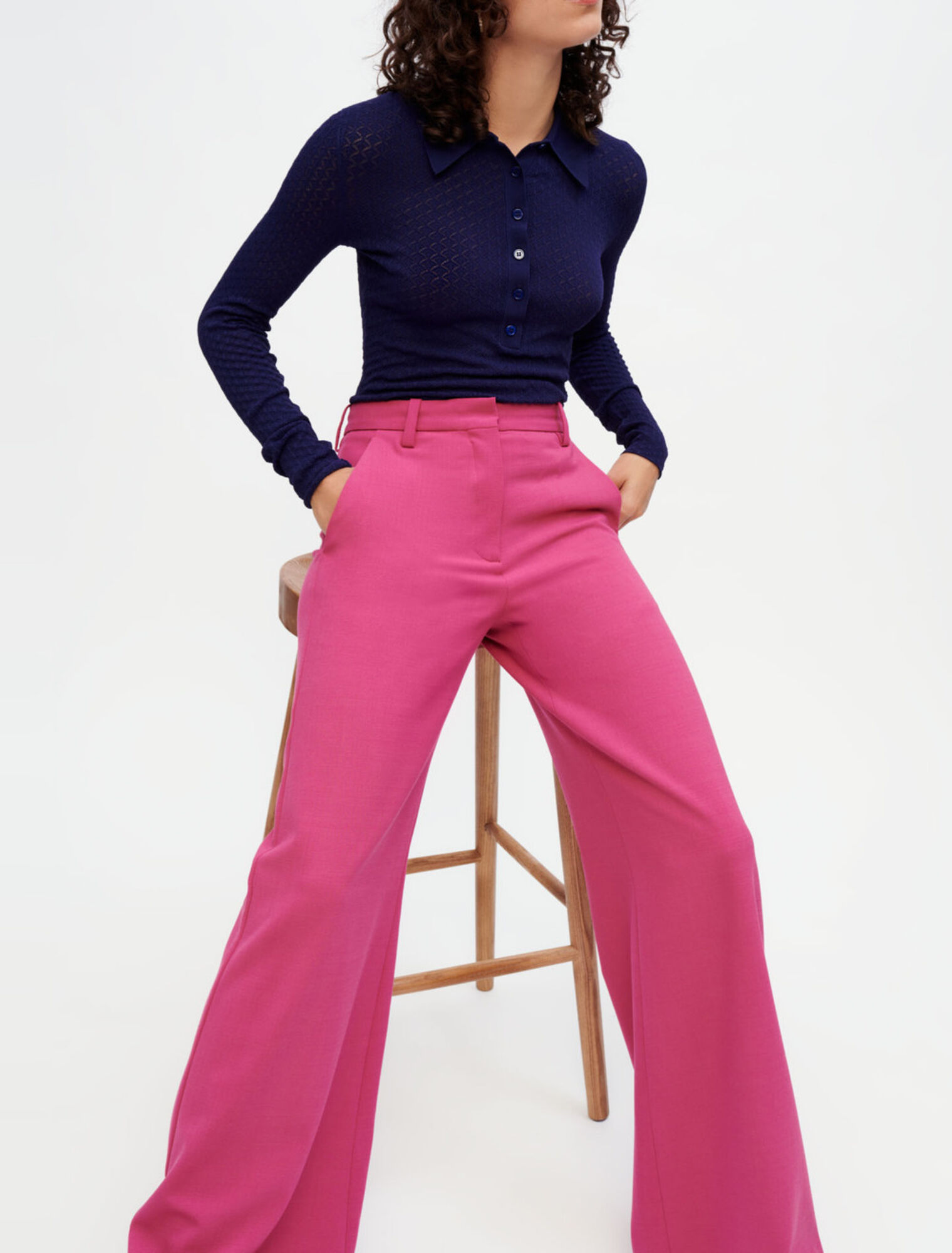 Pantalon de tailleur large et stretch