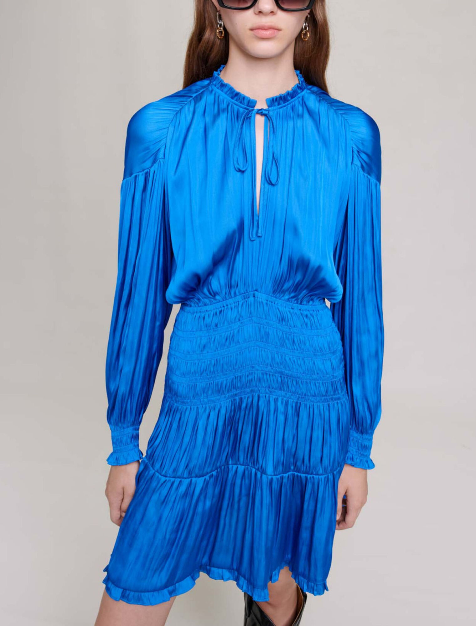 Robe smockée bleue