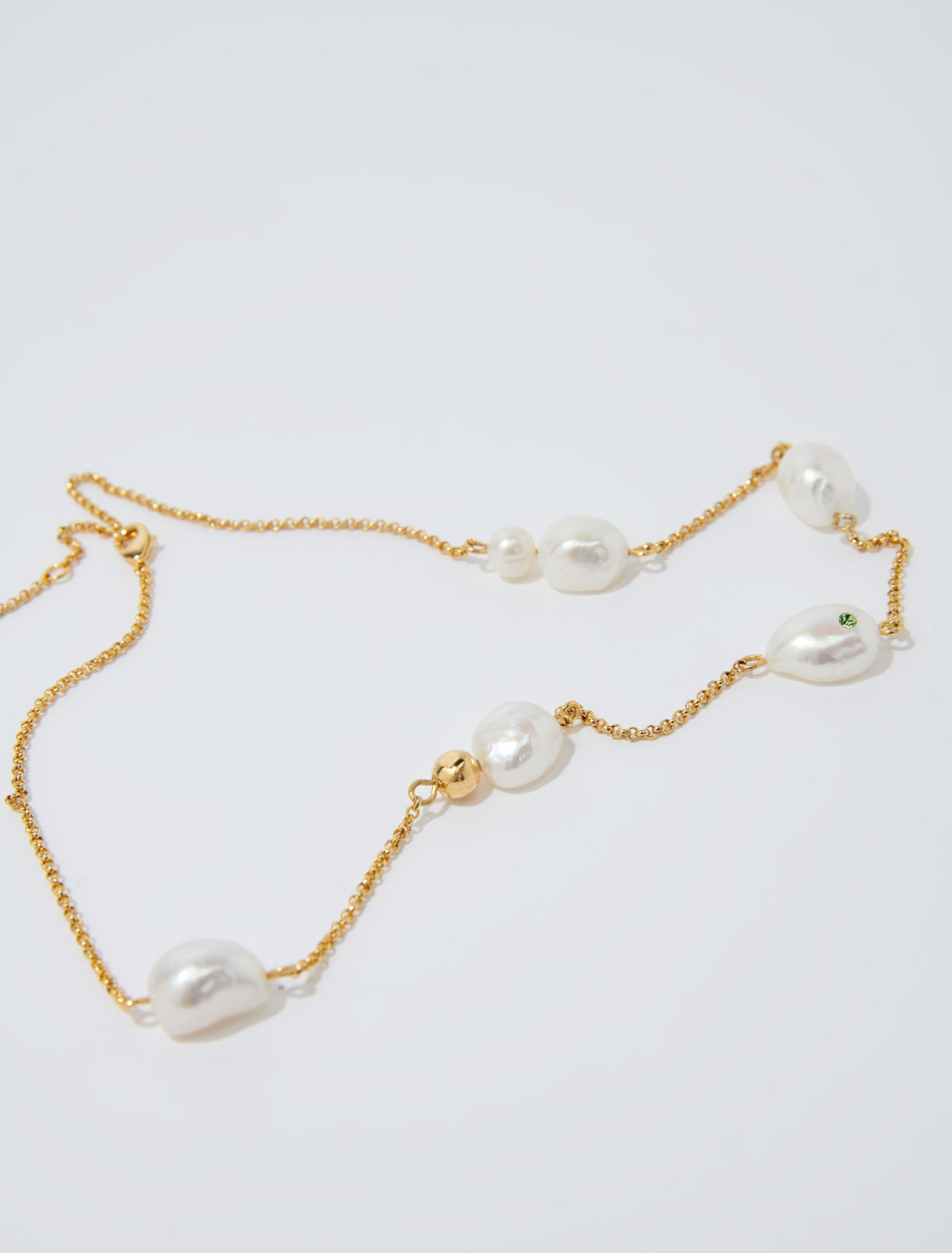 Collier doré chaîne et perles