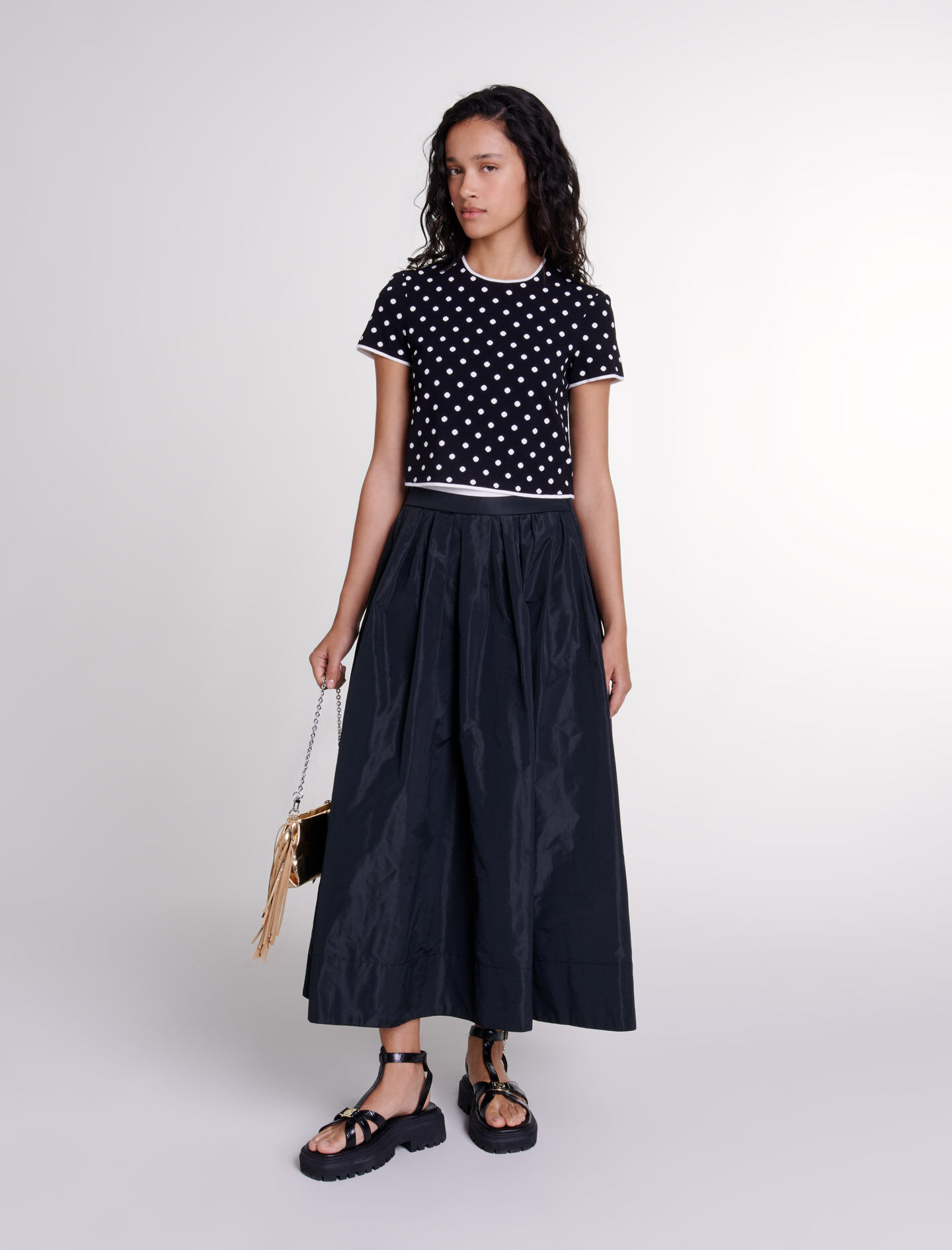 Jupe longue avec taille contrastee Jupes longues Maje