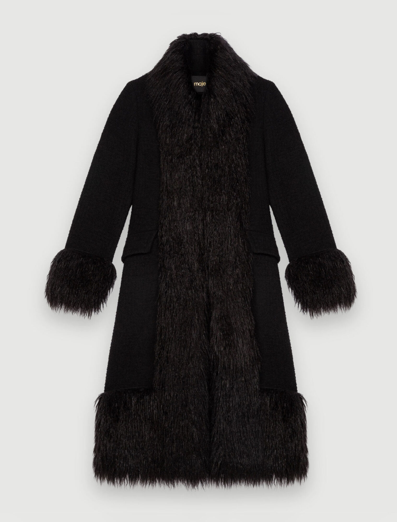 Manteau à contrastes en fausse fourrure
