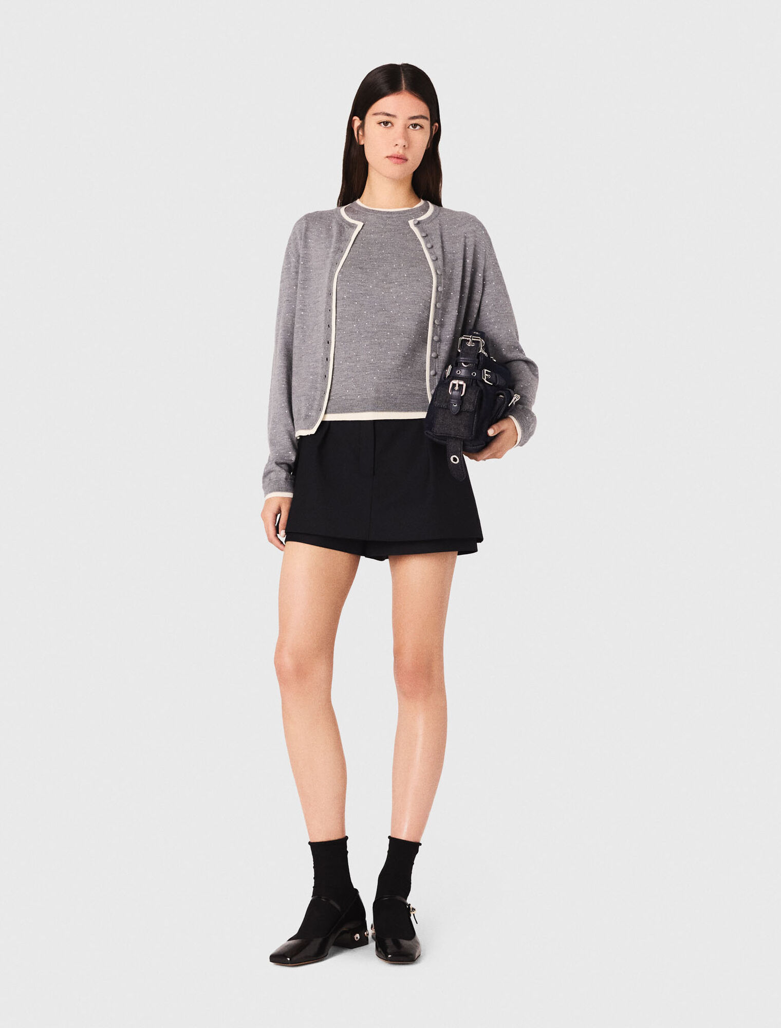 Cardigan 100% laine avec strass 