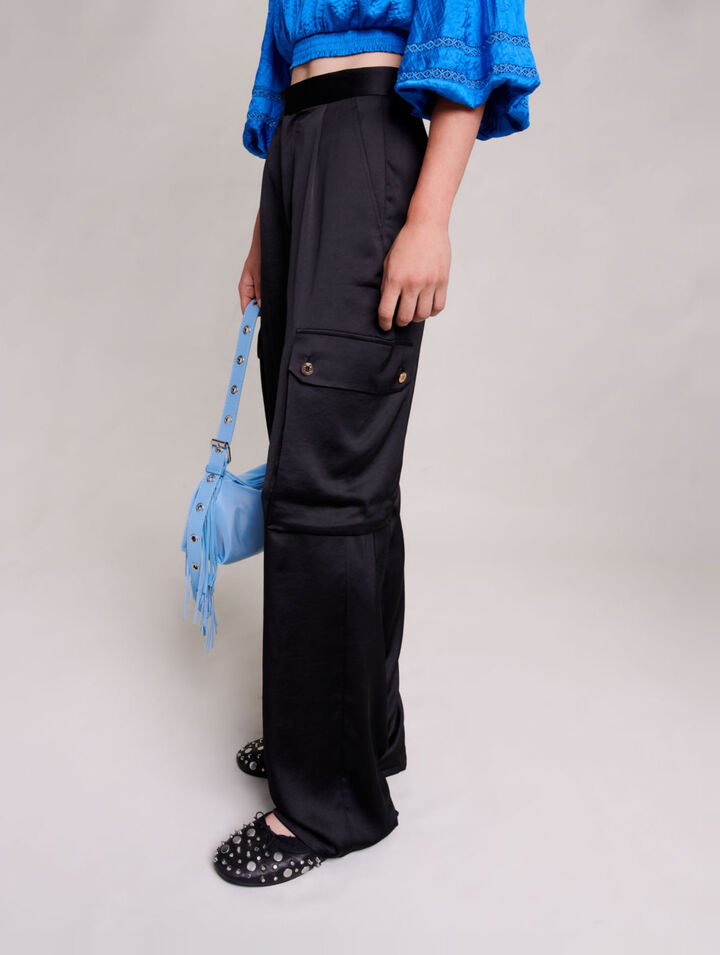 Pantalon cargo satiné