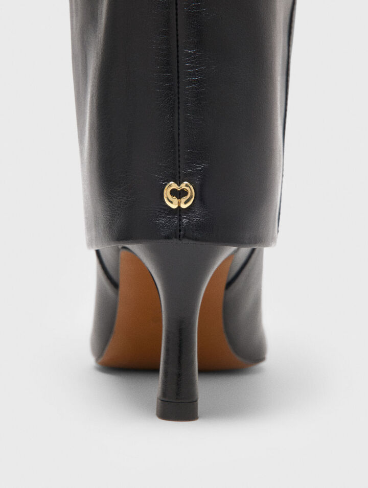 Bottes fourreau &agrave; talon en cuir