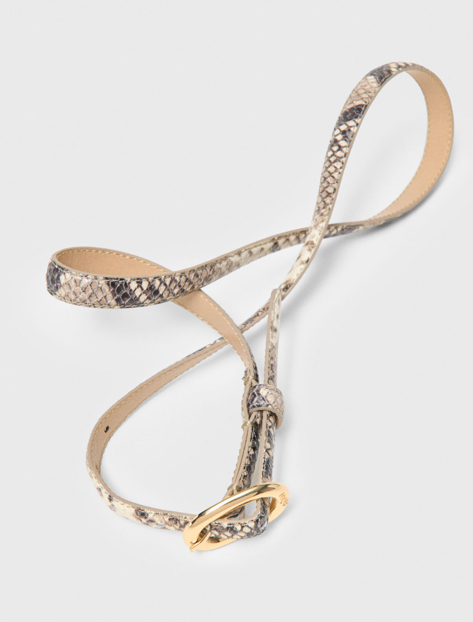 Ceinture fine en cuir effet python
