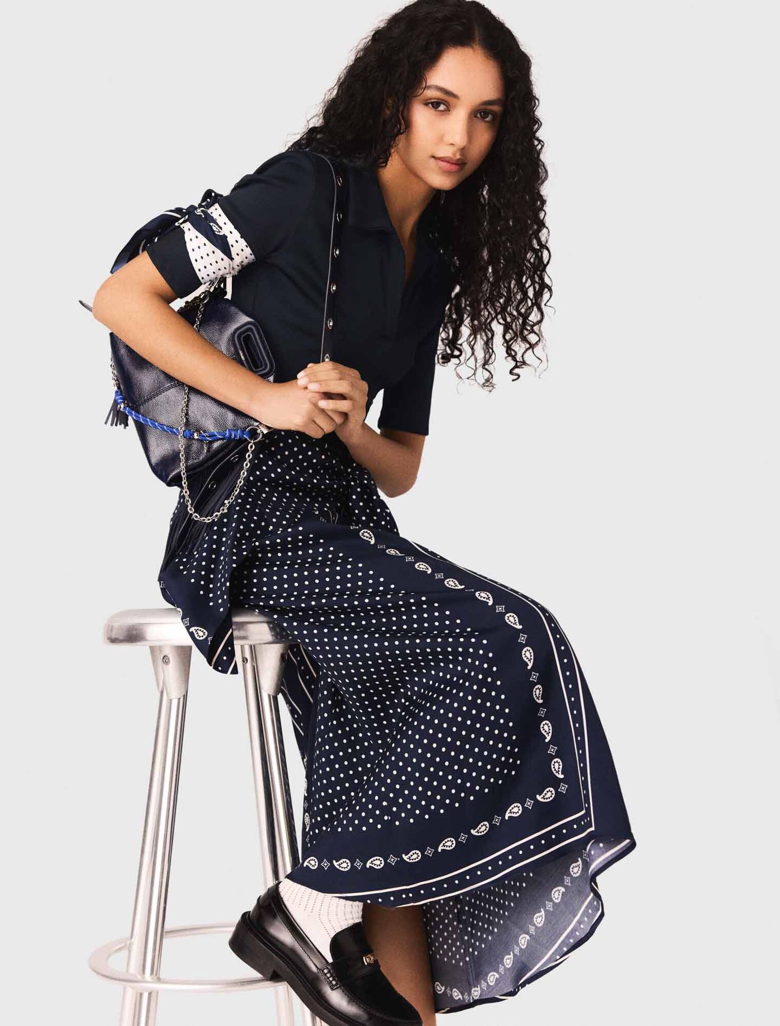 Robe bi-mati&egrave;re imprim&eacute;e