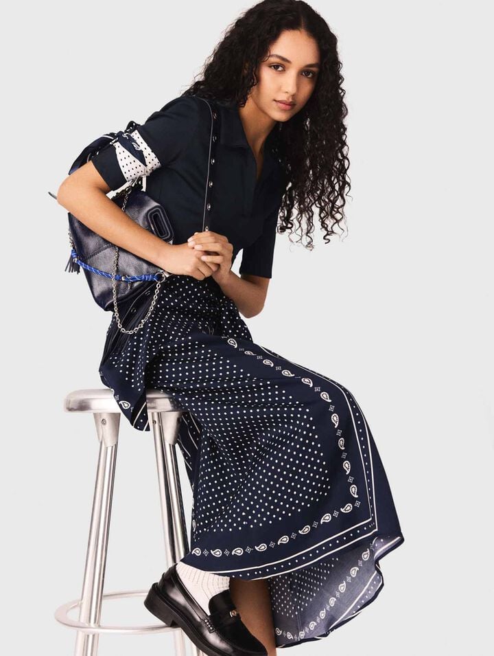 Robe bi-mati&egrave;re imprim&eacute;e