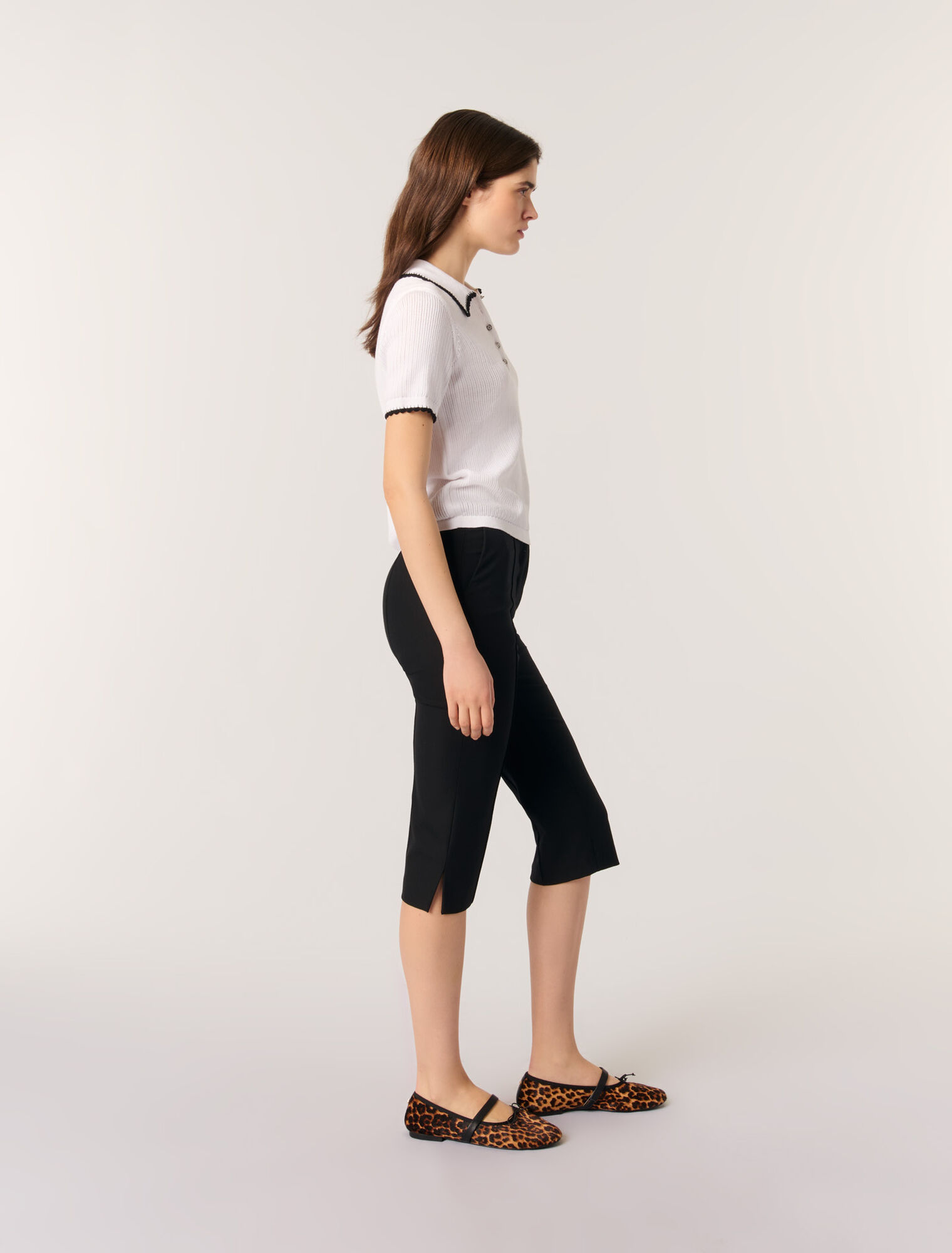 Polo en maille pointelle et crochet