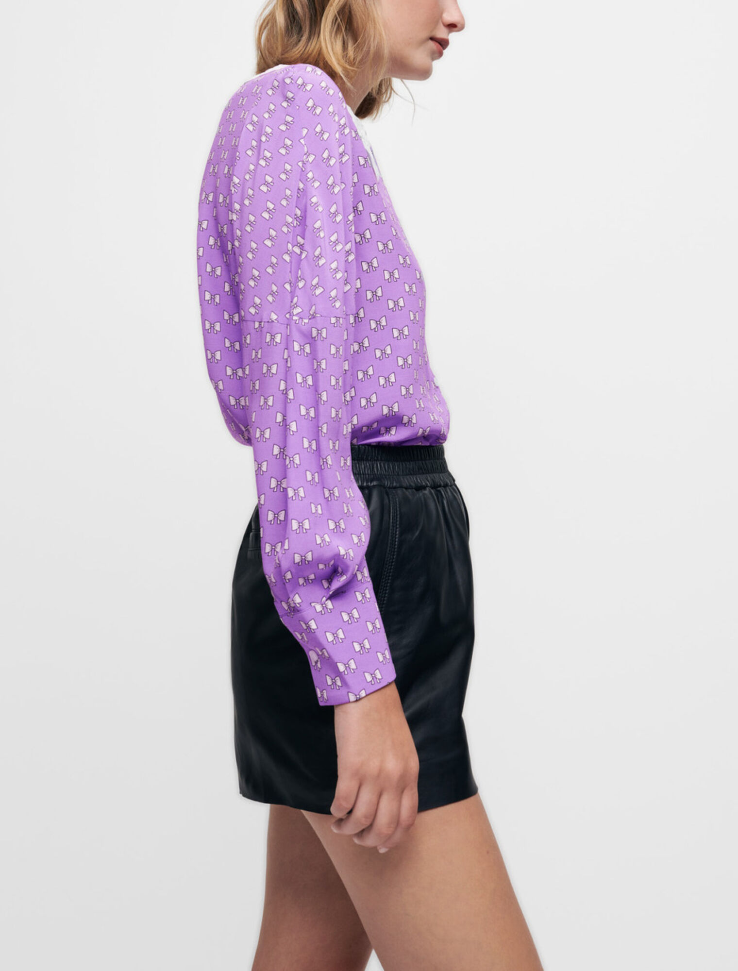 Chemise imprimé nœuds et col en guipure