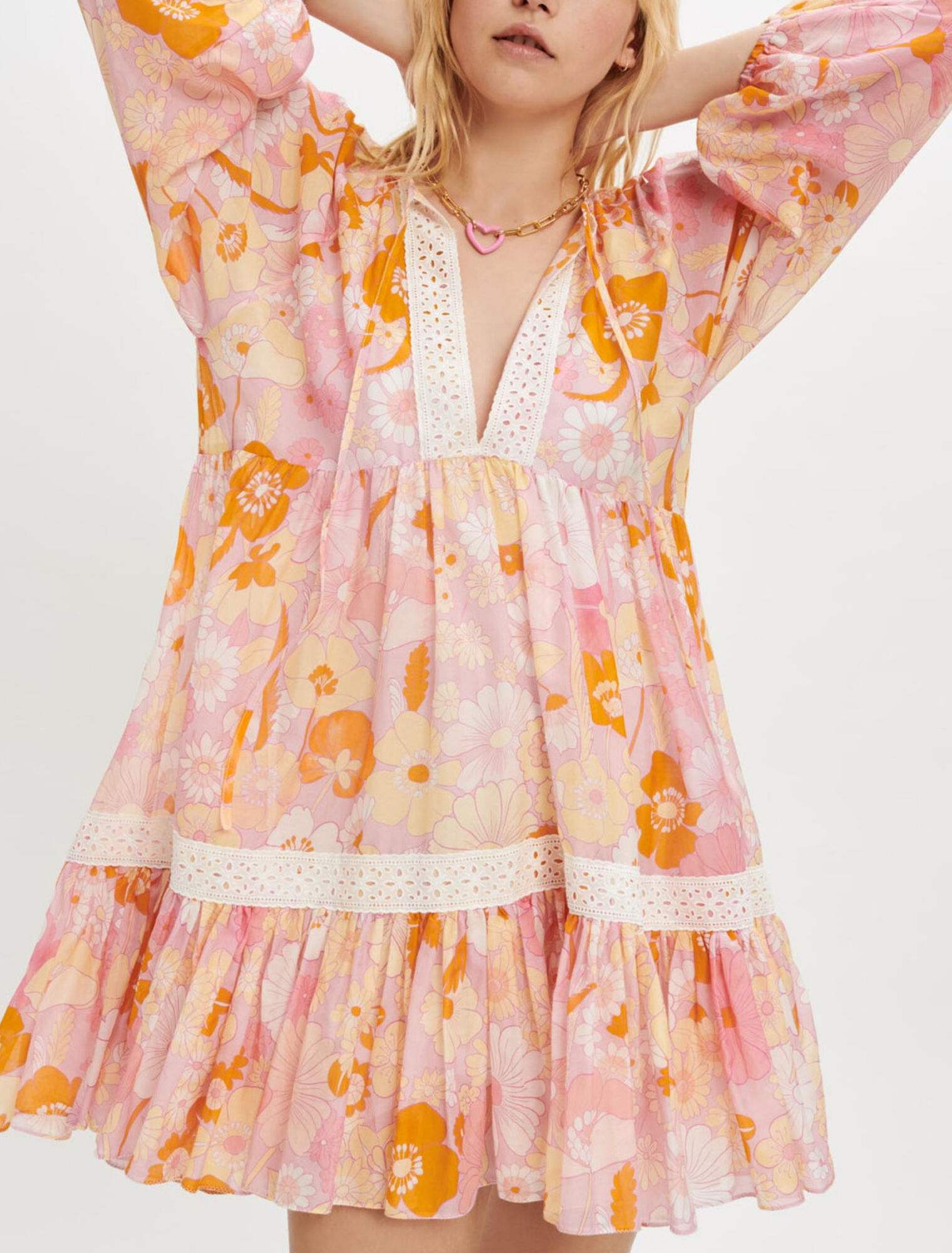 Robe en voile de coton et soie