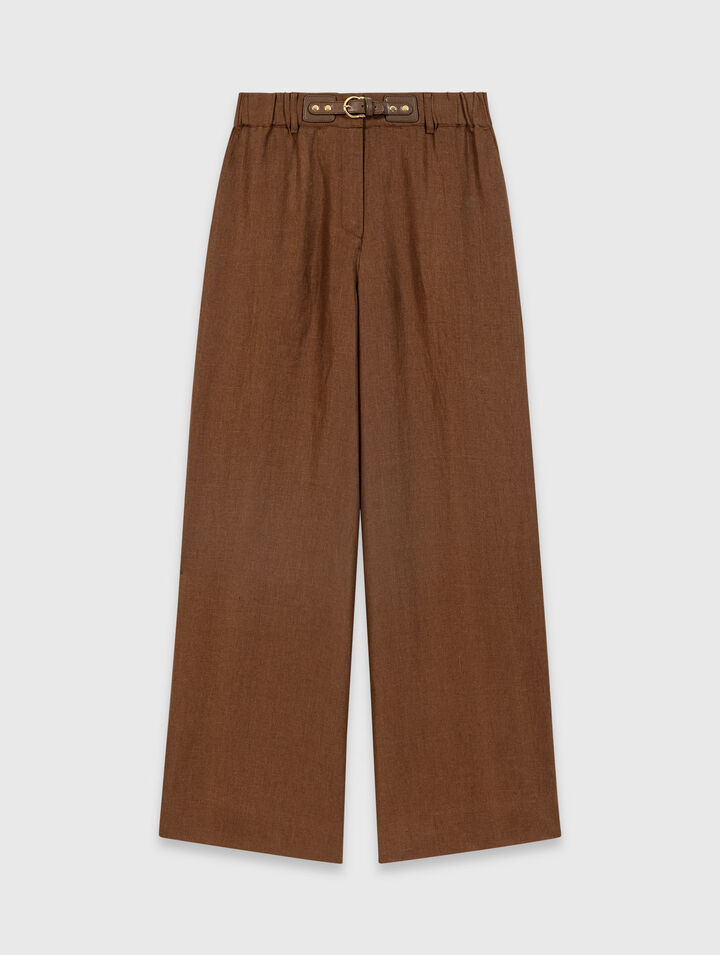 Pantalon en lin m&eacute;lang&eacute;